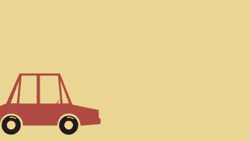 Drawing of a red car driving by