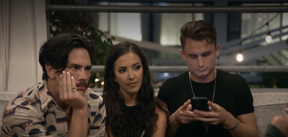 Sandoval, Charli, and James sitting in a bar