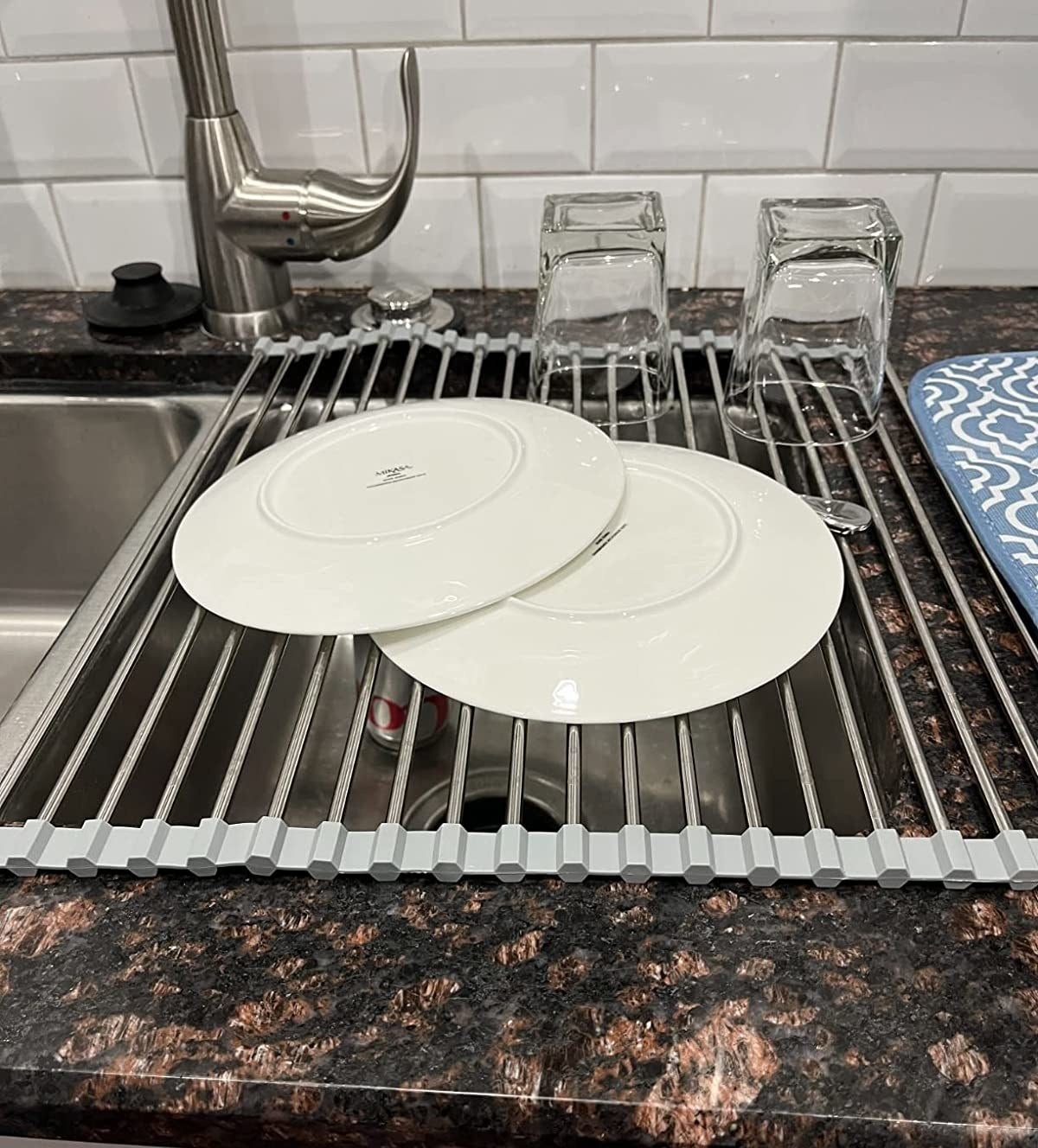 Reviewer image of plates on drying rack