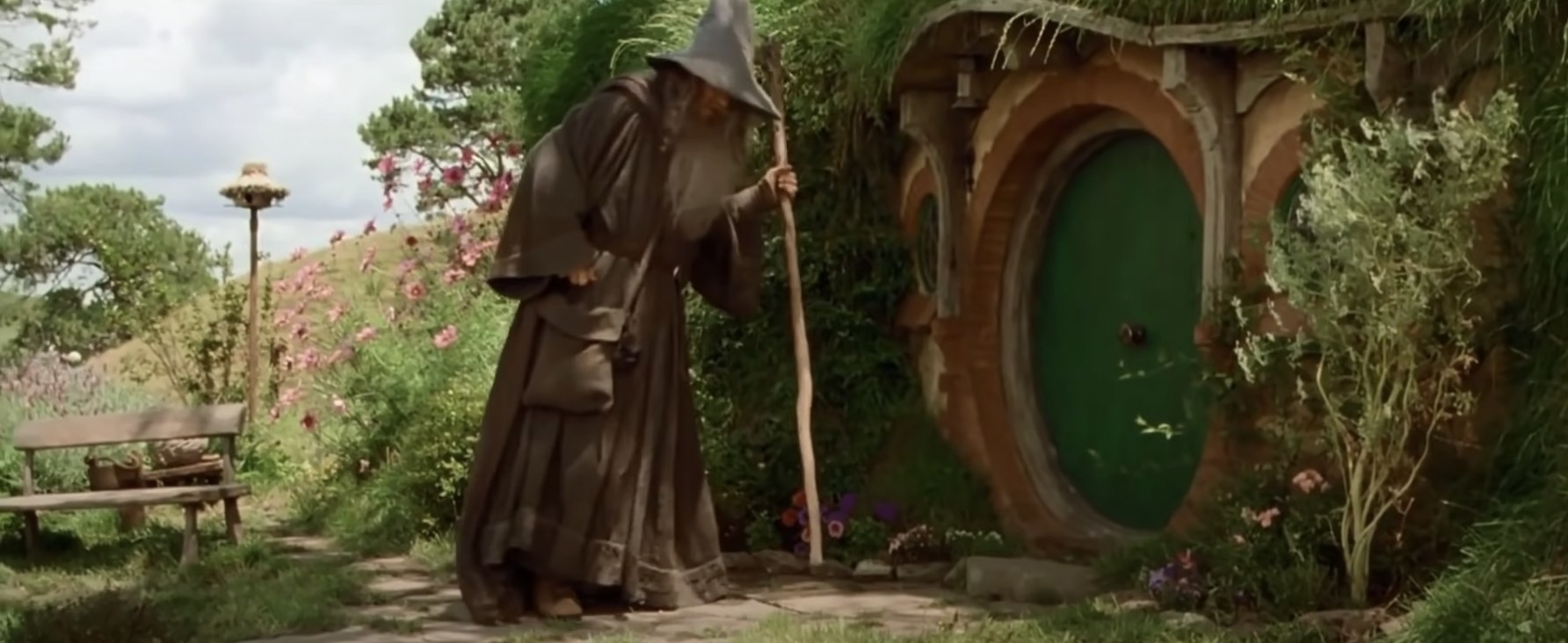 Gandalf at a hobbit door