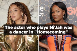 Beyoncé and nirine s brown with the text the actor who plays nijah was a dancer in homecoming