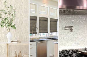 wallpaper, window shades, backsplash