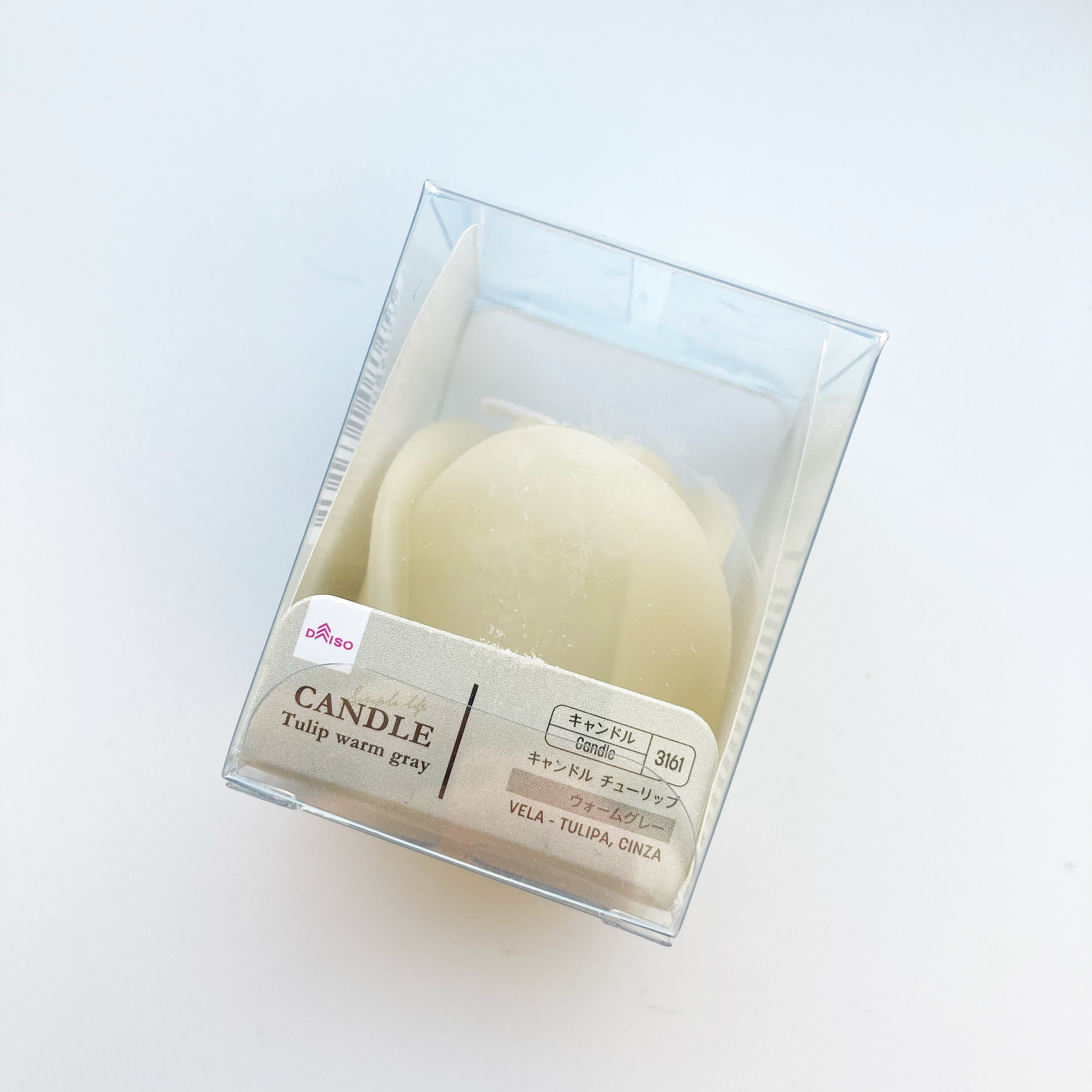 DAISO（ダイソー）のオススメの雑貨「キャンドル（チューリップ、ウォームグレー）」