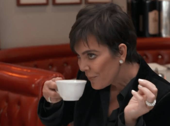 Kris Jenner sipping a teacup