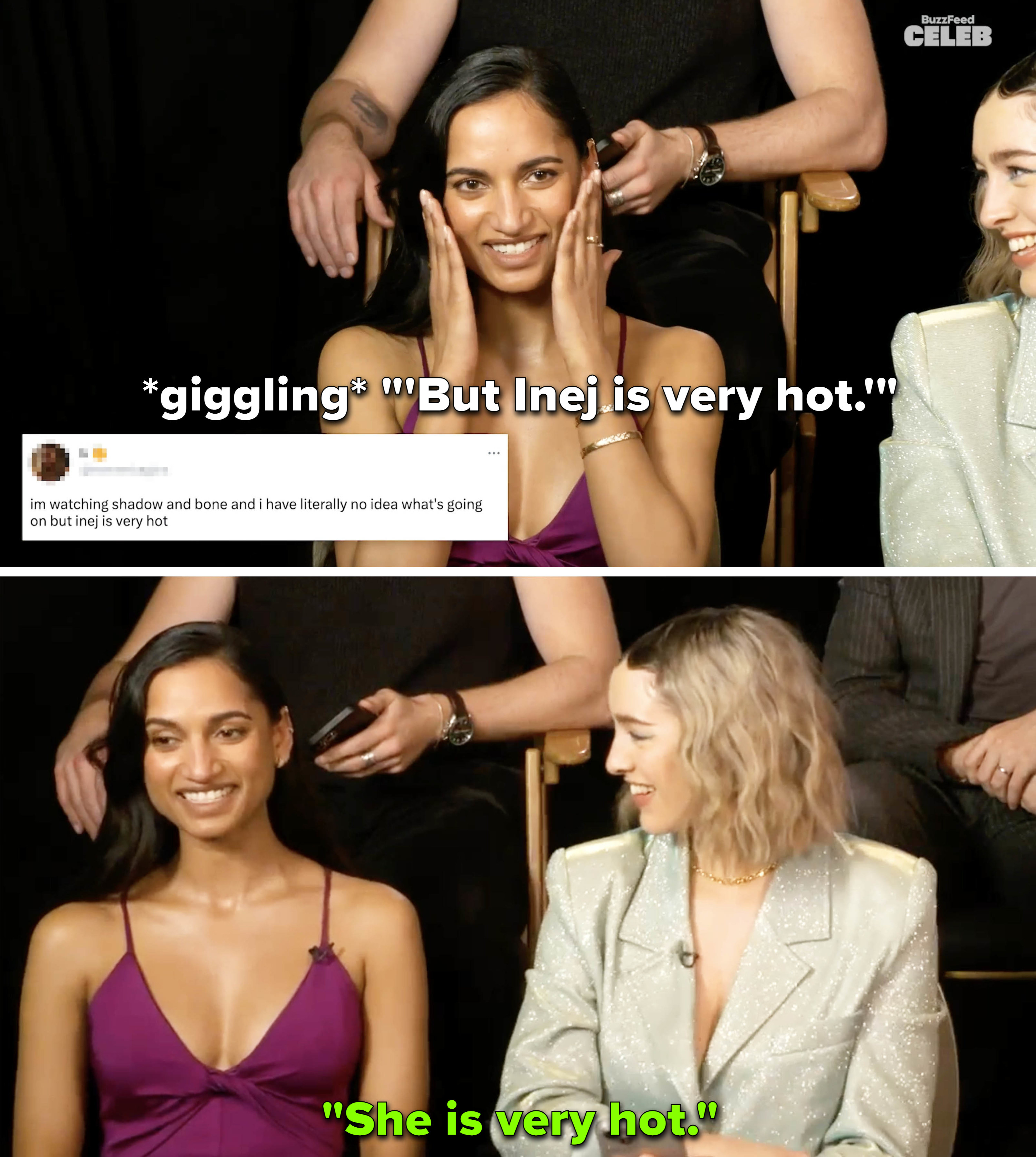 Amita reading a tweet about Inej being hot, and Danielle saying, &quot;She is very hot&quot;