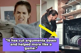 abbi doing laundry vs Jason doing dishes