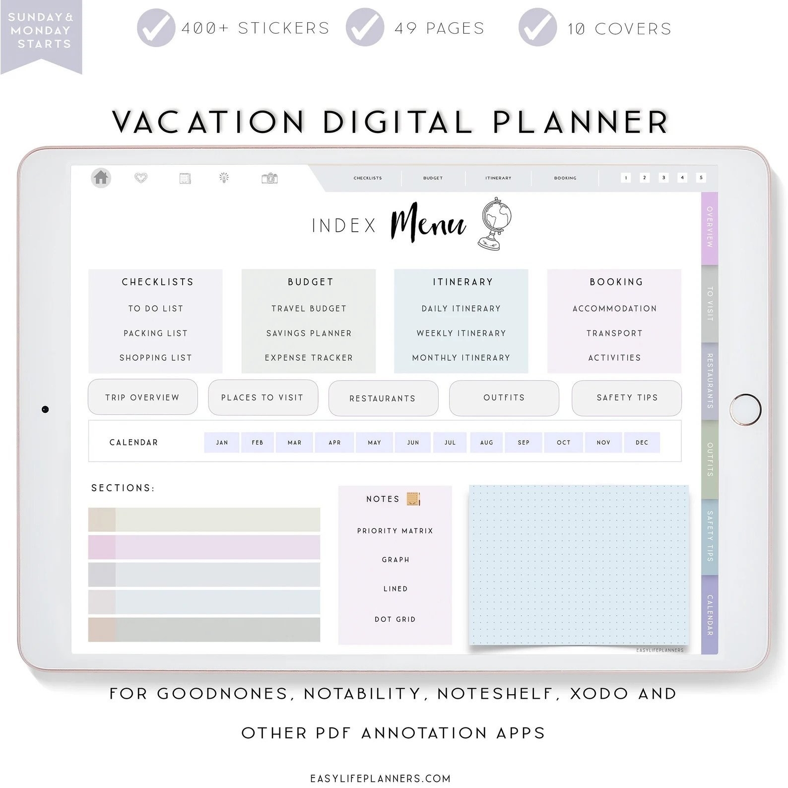 digital planner on an iPad