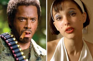 robert downey junior in tropic thunder and natalie portman in leon the professional