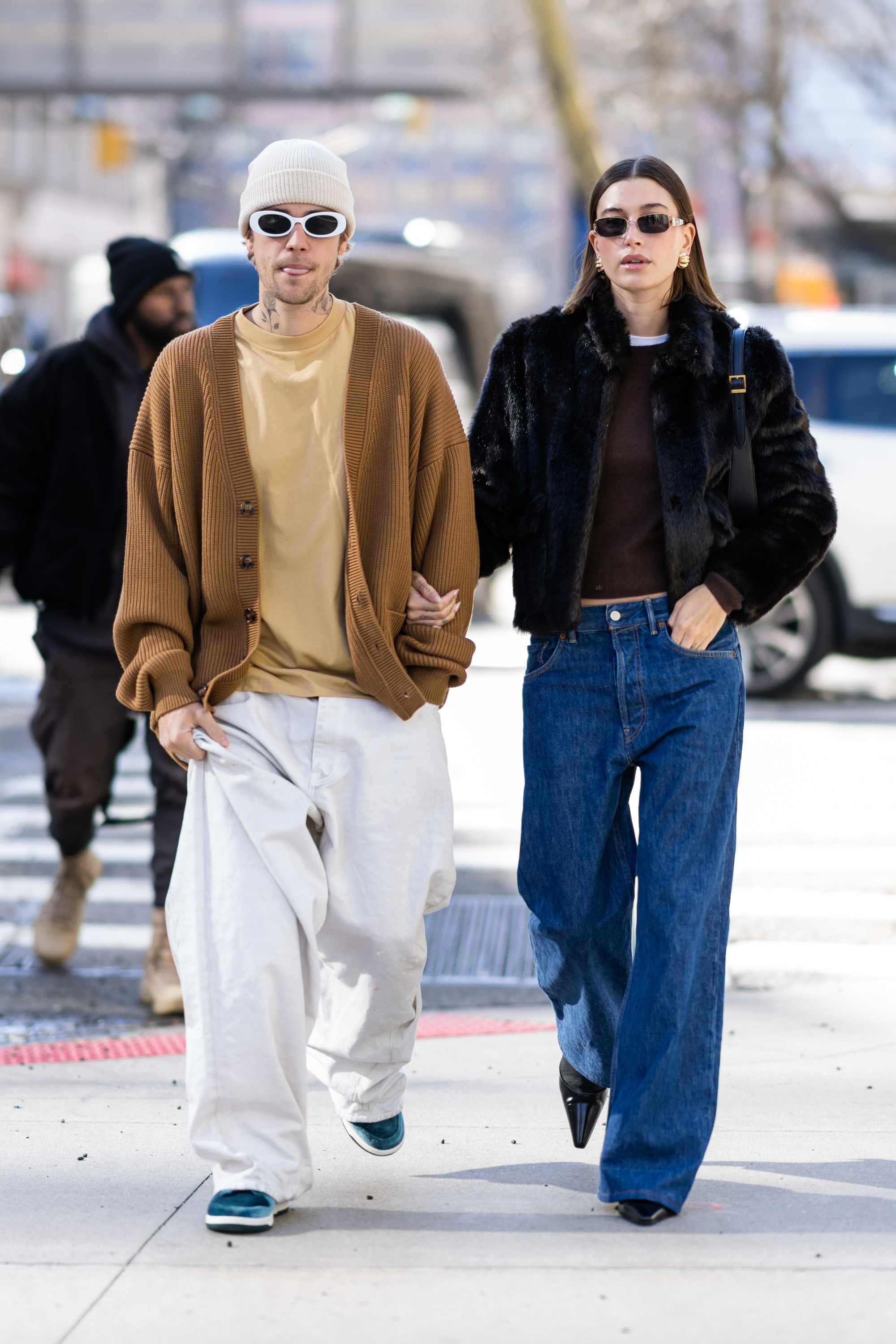 Justin Bieber and Hailey Bieber wear baggy fashionable clothes