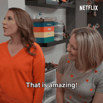 Joanna and Clea saying &quot;That is amazing&quot; on the show Get Organized With The Home Edit