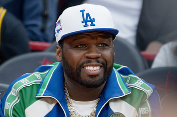 50 Cent attends the Los Angeles Lakers game in March 2023