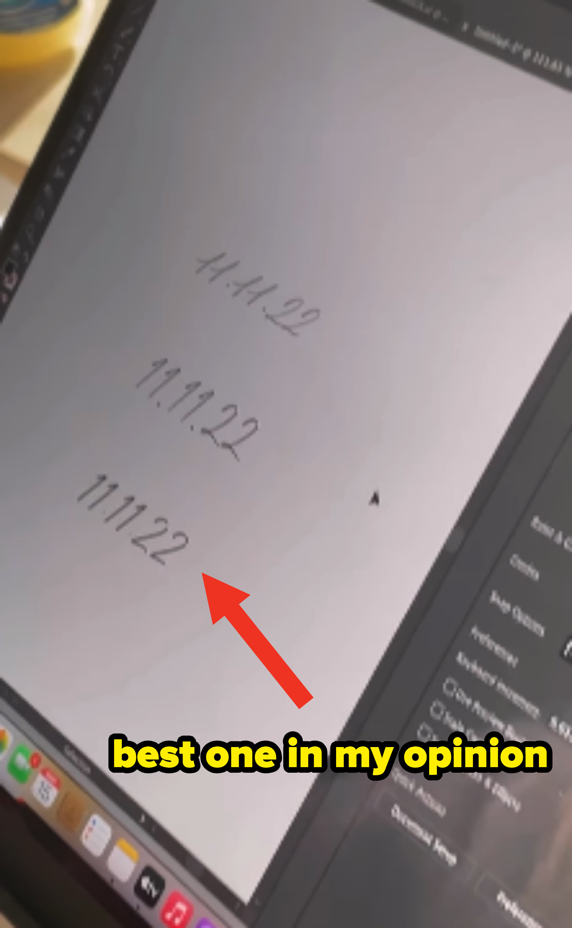 arrow pointing to a date on the computer with text, best one in my opinion