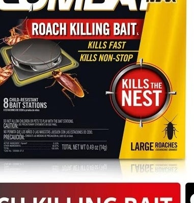 a yellow and black box of roach killing bait