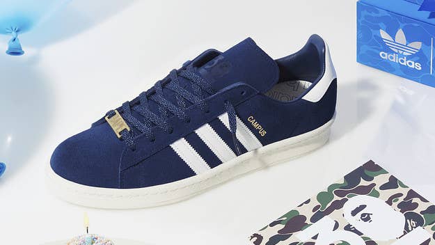 Marking the 20th Anniversary of their partnership, Bape and Adidas are launching a series of new collaborations, beginning with the Campus 80s in April.