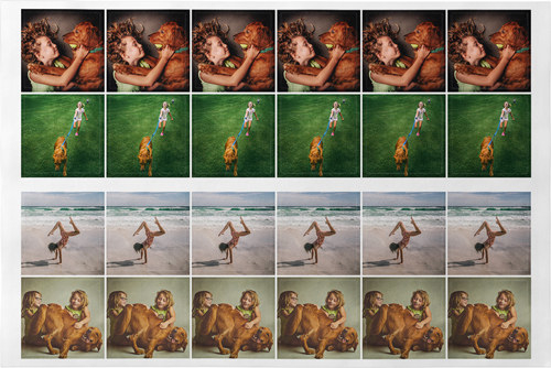 the sheet of stickers with four rows of six different photos of stickers