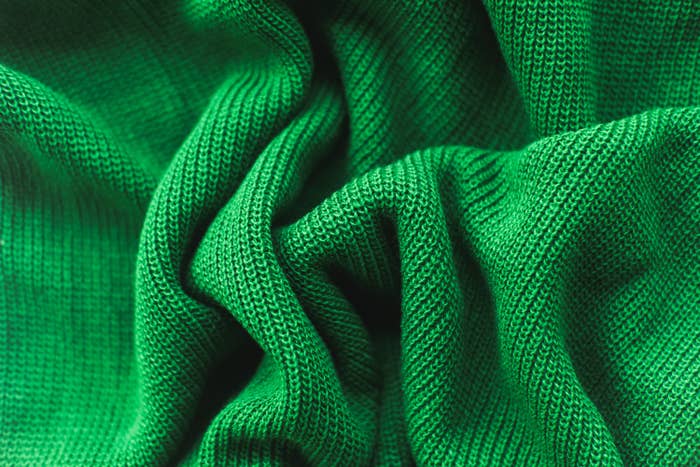 Close up of a green sweater