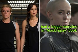 Peeta, Katniss, and Johanna in The Hunger Games movies