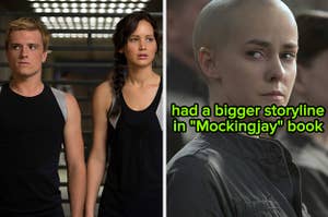 Peeta, Katniss, and Johanna in The Hunger Games movies