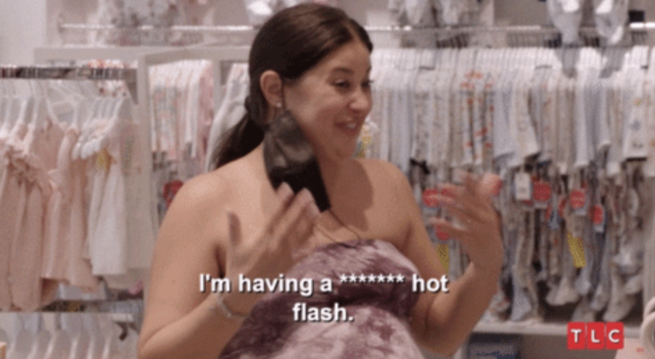 A screencap from TLC&#x27;s &quot;90 Day Fiance&quot; with Loren Brovarnik expressing, &quot;I&#x27;m having a hot flash&quot;