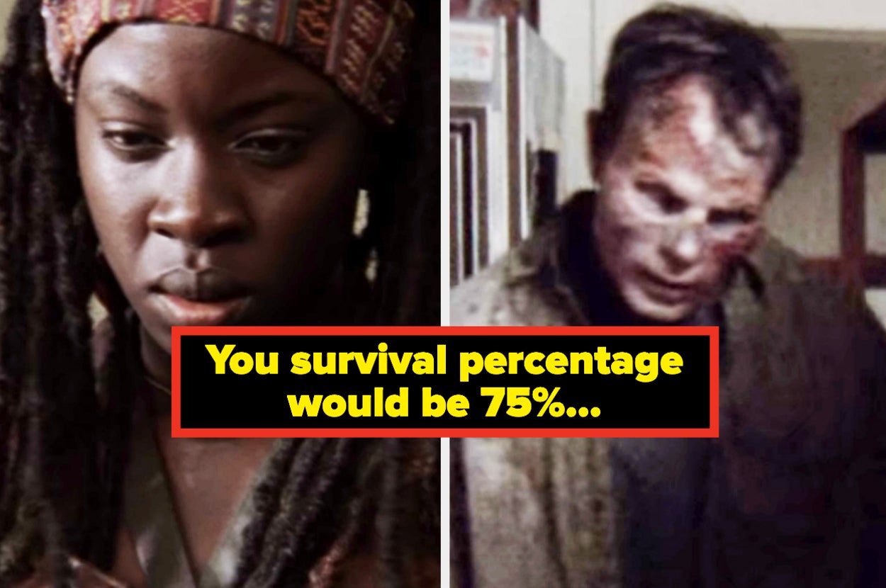 Michonne from The Walking Dead and a zombie