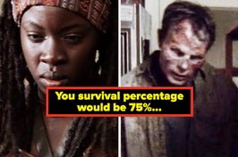 Michonne from The Walking Dead and a zombie
