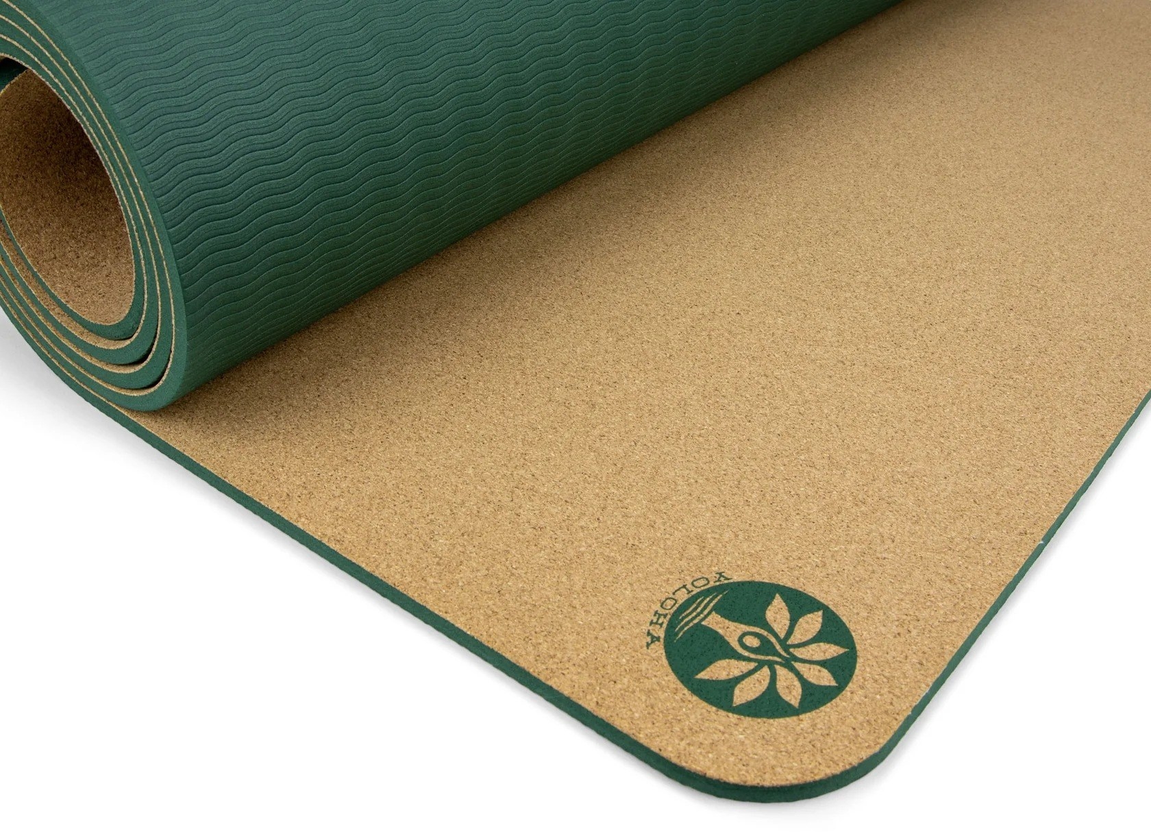 the green bio-based cork yoga mat