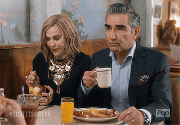 moira and johnny at the diner on schitt&#x27;s creek
