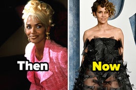 Alicia Silverstone in Clueless and on the red carpet, text: Then Now