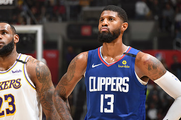 LeBron James and Paul George square off during the 2020 regular season
