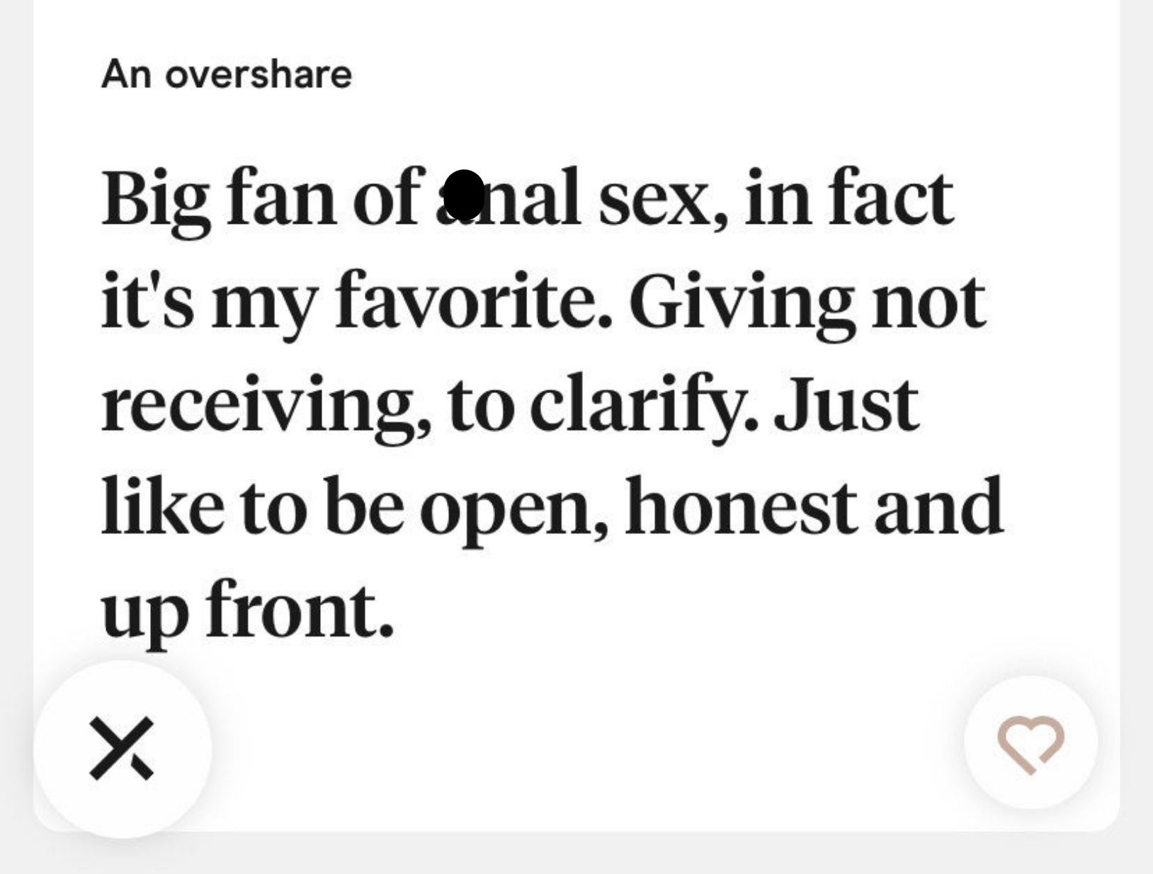 big fan of anal sex, giving not receiving to clarify