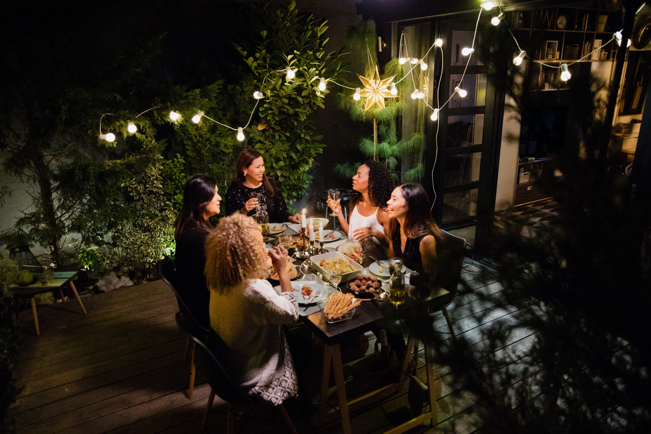 Women having dinner together