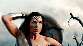 Wonder Woman grabs her shield