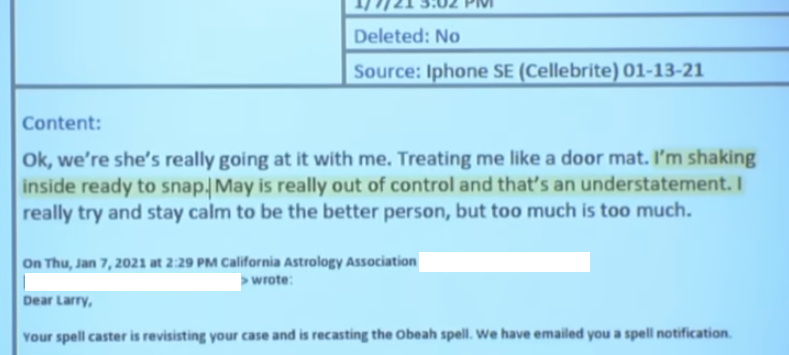 The text &quot;I&#x27;m shaking inside ready to snap. May is really out of control and that&#x27;s an understatement&quot; is highlighted in a screengrab from an email