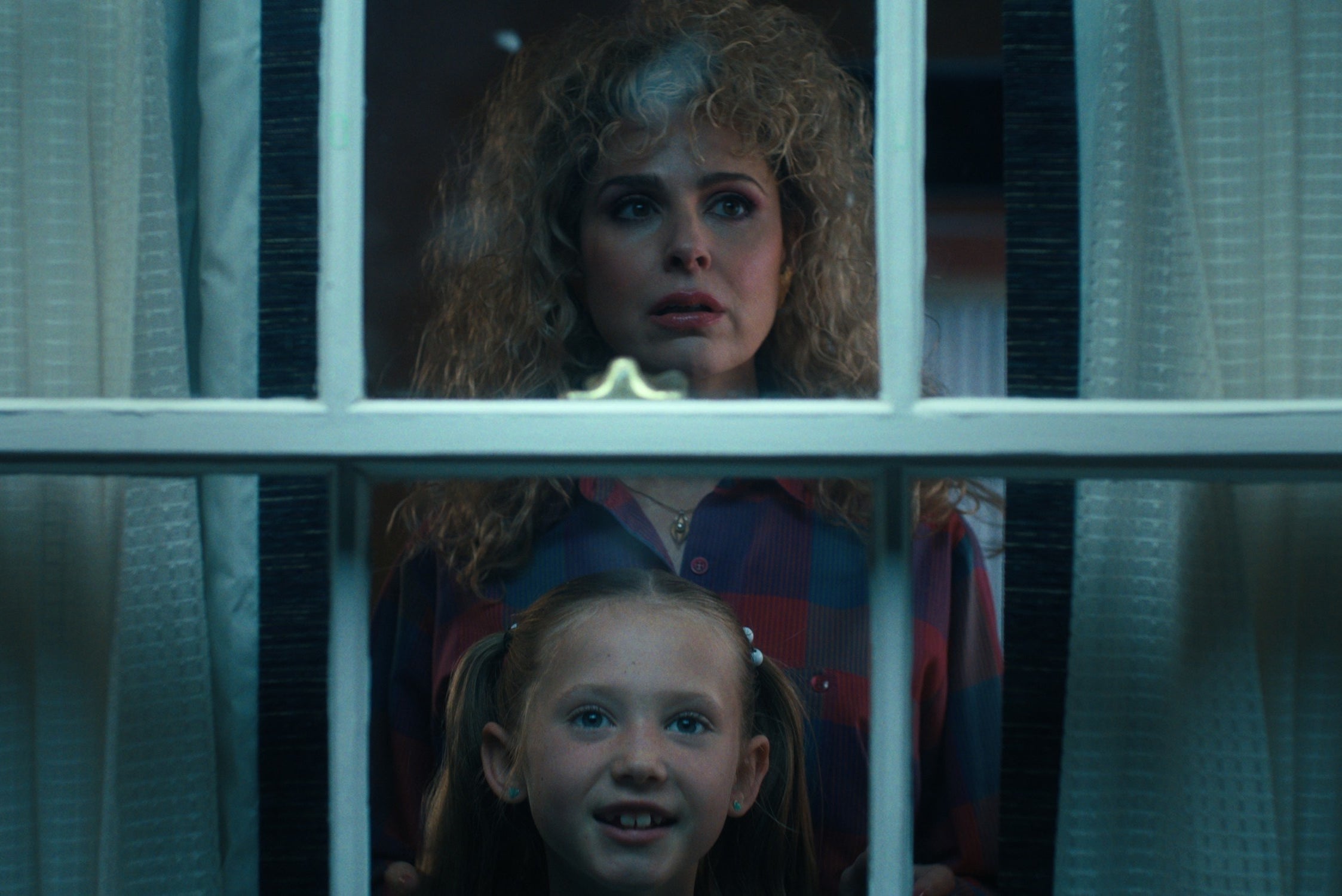 Cara Buono and a little girl in Stranger Things