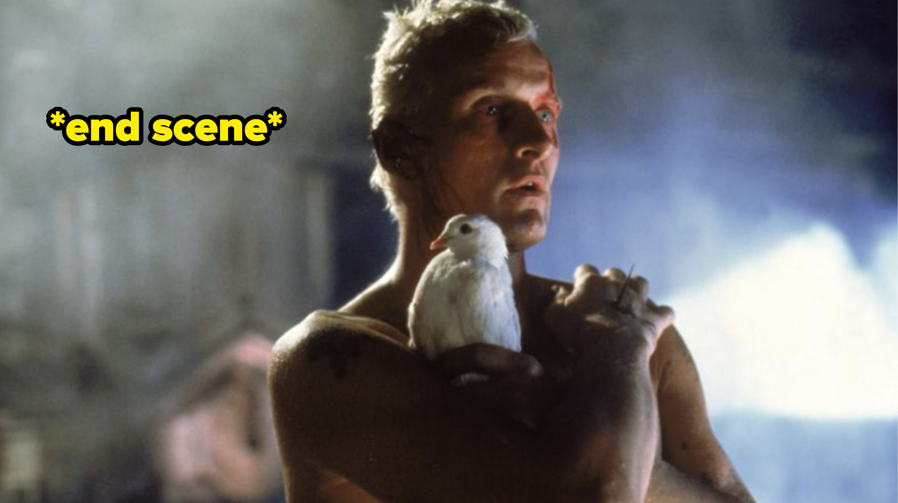 roy batty in blade runner holding his dove