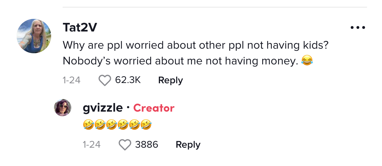 A screencap of a comment from the TikTok video