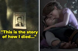 The ending of Tangled is spoiled in the first lines of dialogue