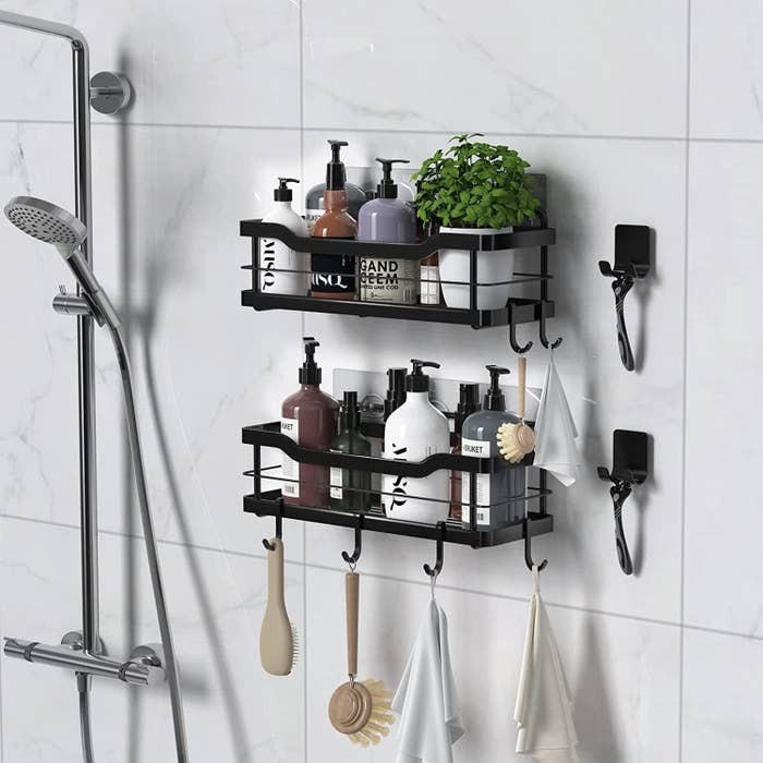 These TikTok viral matte black shower shelves are so chic