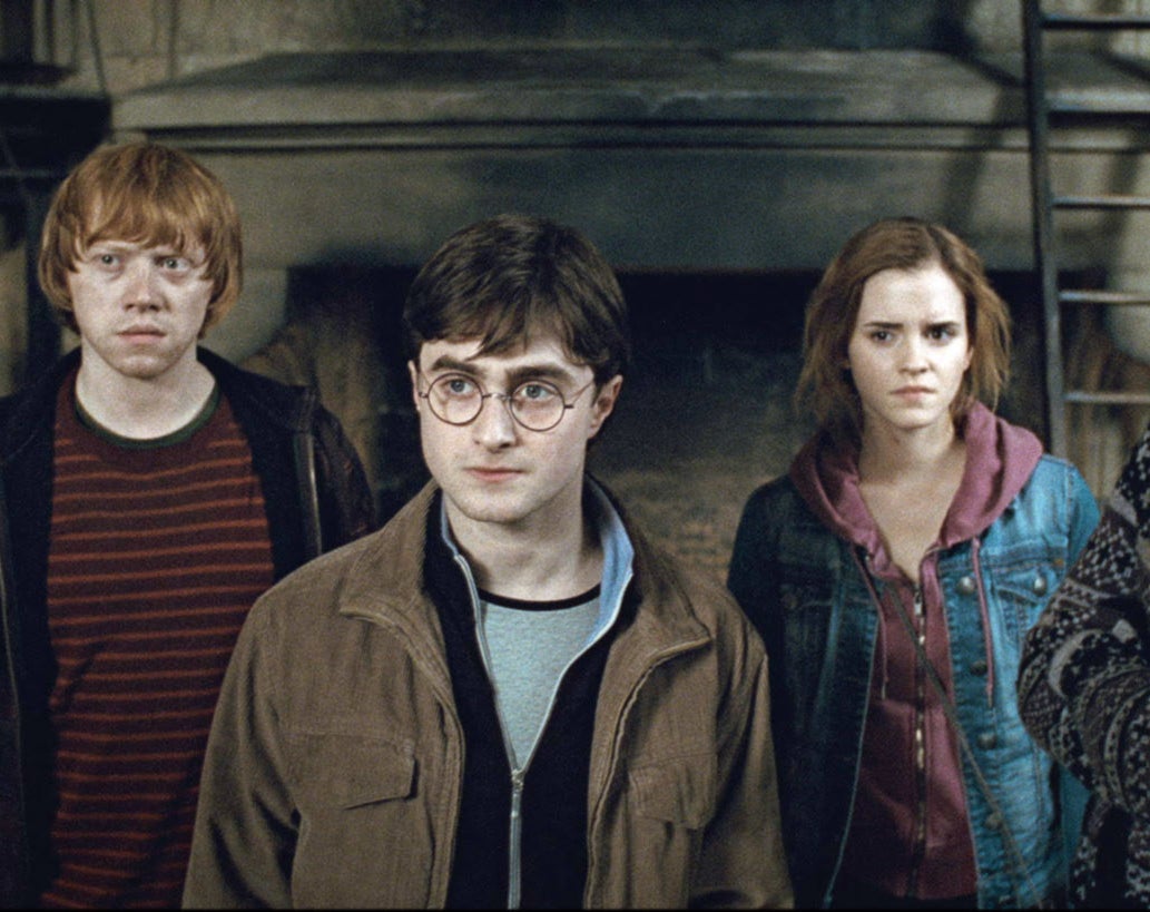 Harry, Hermione, and Ron in Deathly Hallows Part 2