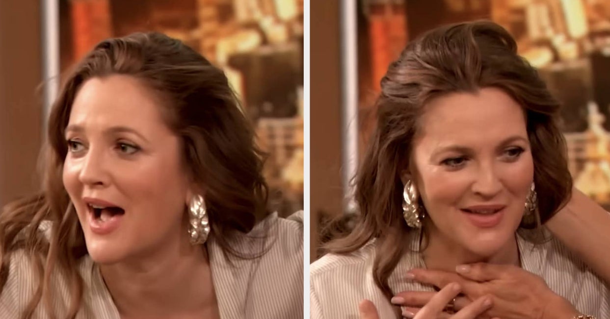 Drew Barrymore Is Being Called “Real And Genuine” After Documenting Her “First Perimenopause Hot Flash” On Live TV While Interviewing Jennifer Aniston And Adam Sandler