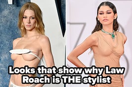A split thumbnail, with two images - one showing Hunter Schafer and one showing Zendaya