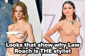 A split thumbnail, with two images - one showing Hunter Schafer and one showing Zendaya