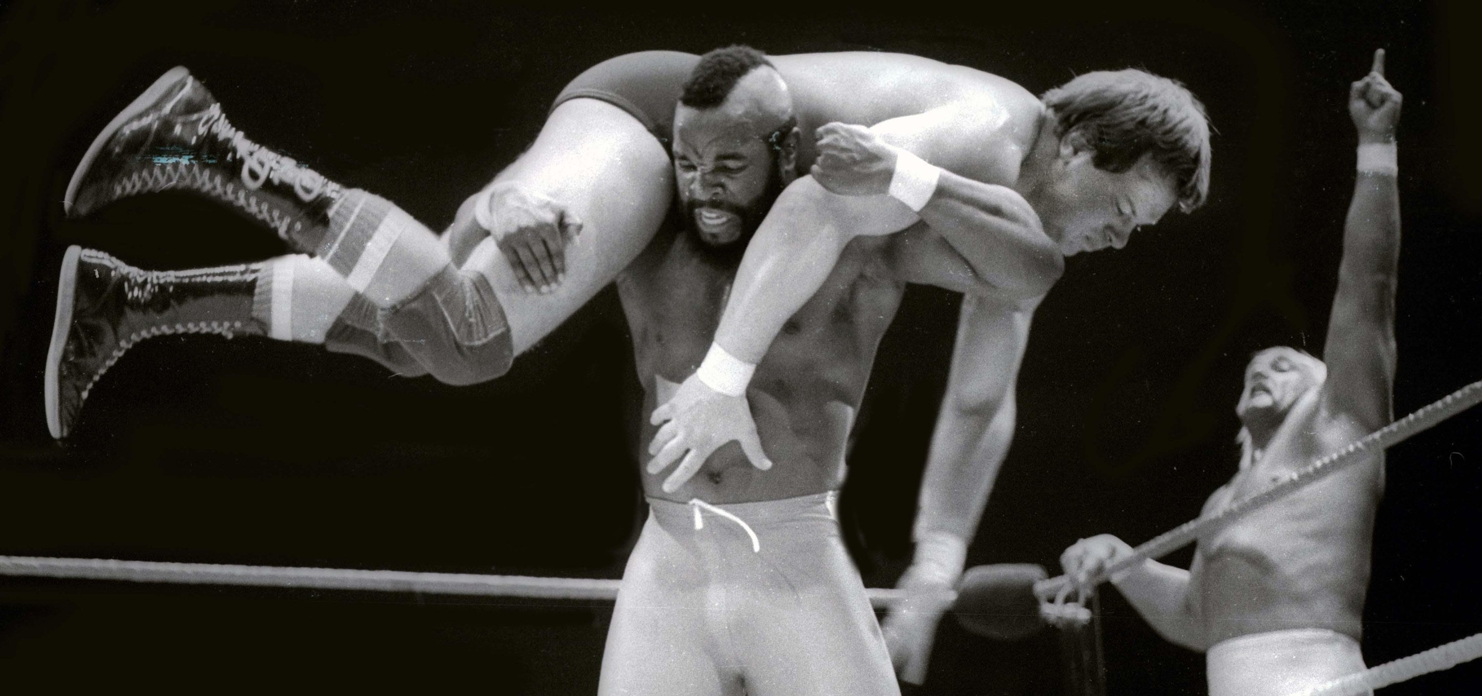 Roddy Piper, Mr T and Hulk Hogan at Wrestlemania in Madison Square Garden