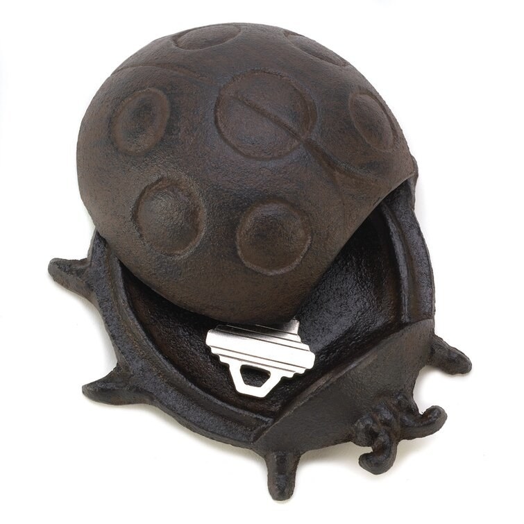 the key holder with a key under the lady bug shell