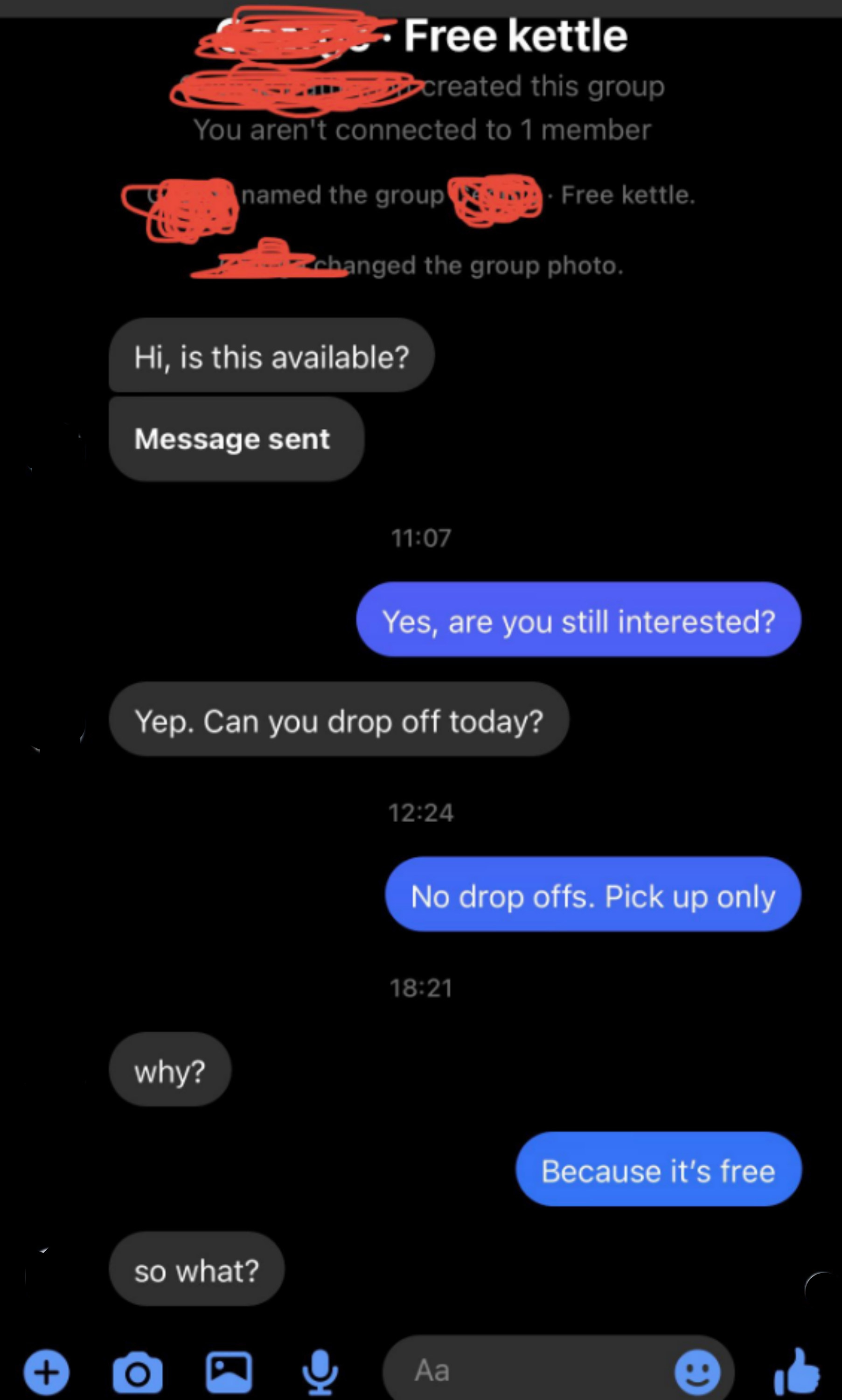person asking if the seller can do a drop off and then asking why not