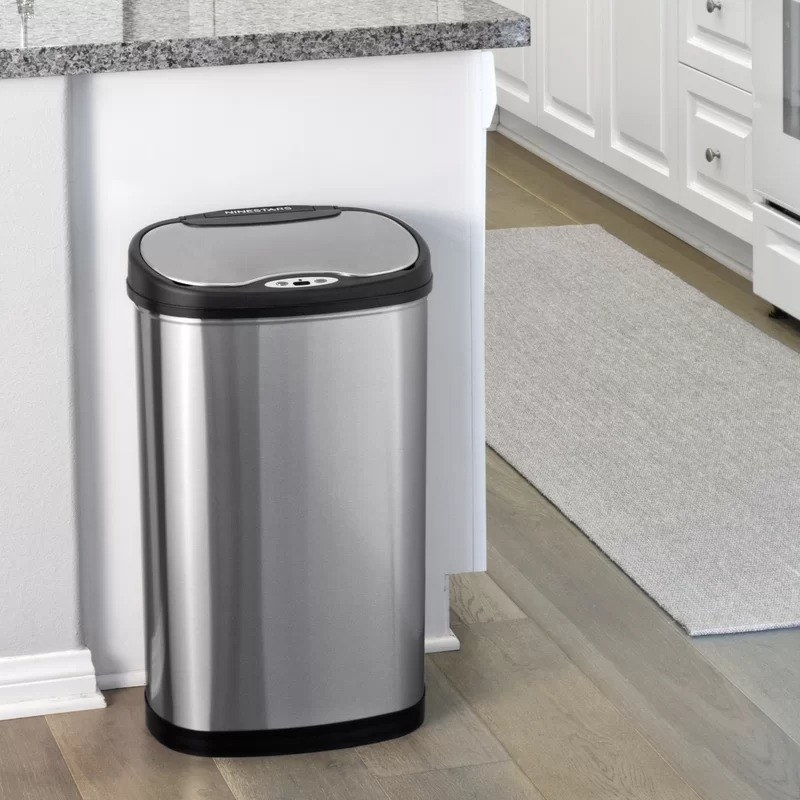 the stainless steel trash can