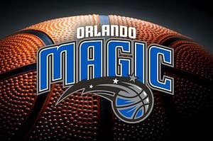 The image shows a basketball behind the word Orlando Magic.
