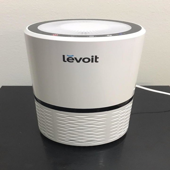 a reviewer photo of the air purifier
