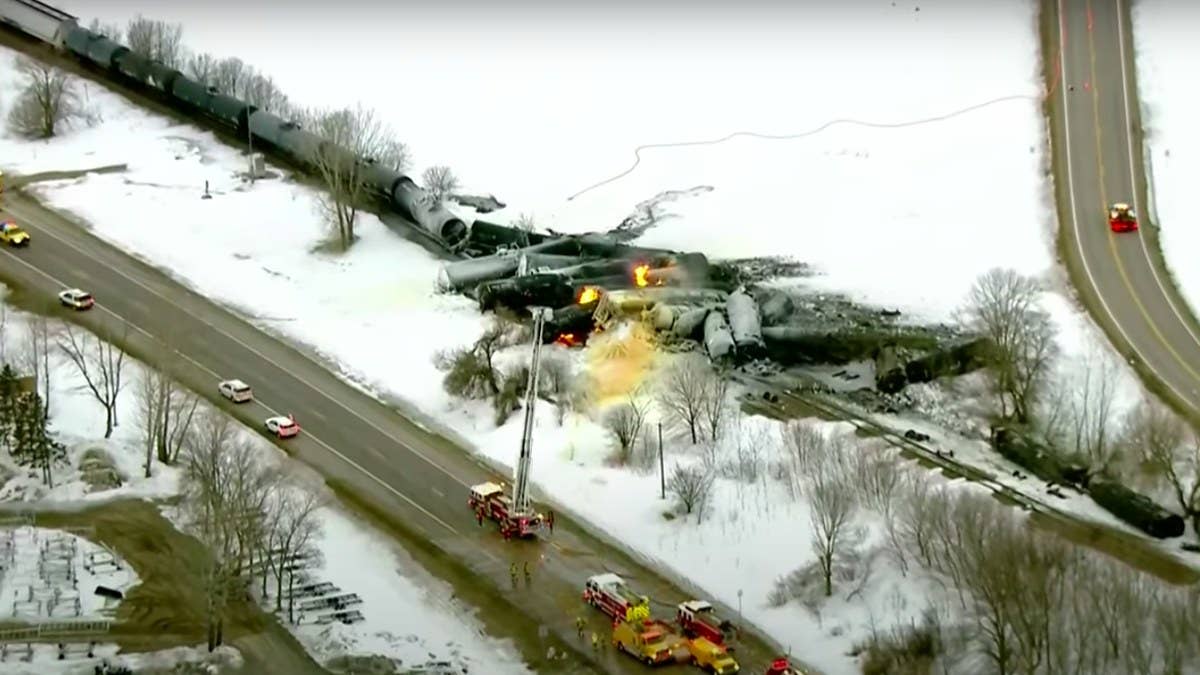 Residents in Raymond, Minnesota were evacuated Thursday after a train derailed and caught fire. Officials were still on the scene at the time of this writing.