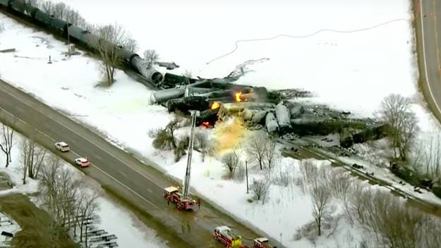 Residents in Raymond, Minnesota were evacuated Thursday after a train derailed and caught fire. Officials were still on the scene at the time of this writing.